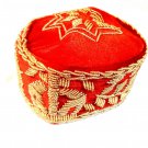 Quality Bead Embroidered Traditional kufi Velvet Hat cap.Igbo chief Ozo- Red (6