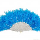 Turquoise Blue Traditional Igbo Nigerian Wedding Bridal Feather Fan. Feather Fan