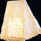 2.5 Yards Gold Embroidered Peach Sequins Tulle French Lace Fabric 53" Inch