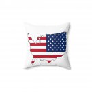 Usa Flag On Map Faux Suede Square Pillow. Print On Both Sides