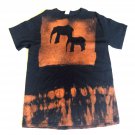 Black Brown Bleach Tie Dye Elephant Design T-shirt. - Size Medium