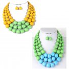 Colorblock African Fashion Multi-layers Acrylic Beads Necklace & Earring Set