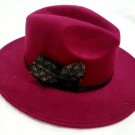 Wine Red Burgundy Hat. Men women Wide Brim Fedoras Felt Hat