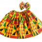 2 Pcs African Print Kids Kente 2 Skirt Clip Bow. Sz  3t, 4T