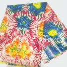 4 Yards Yellow And Blue African Ankara Tie Dye Merok Wooden Fabric.