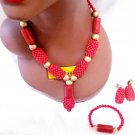 3 Pcs Handmade Acrylic Beads Necklace Bracelet & Earrings Jewelry Sets.