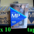 Lot of 10: SONY Metal MP Video8 8mm 120 Min. Camcorder Tape P6-120mp *NEW*