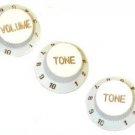 NEW FENDER STRATOCASTER White Volume & Tone Knob Set  3