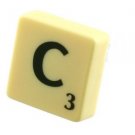 Scrabble Tile Pin Badge. Letter C. Green on Cream Tile