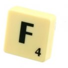 Scrabble Tile Pin Badge. Letter F. Green on Cream Tile
