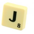 Scrabble Tile Pin Badge. Letter J. Green on Cream Tile