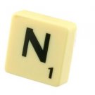 Scrabble Tile Pin Badge. Letter N. Green on Cream Tile
