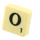 Scrabble Tile Pin Badge. Letter O. Green on Cream Tile