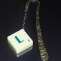 Scrabble Bookmark. Letter L. Green on Cream Tile.