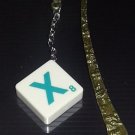 Scrabble Bookmark. Letter X. Green on Cream Tile.