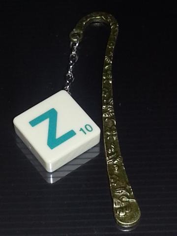 Scrabble Bookmark. Letter Z. Green on Cream Tile.
