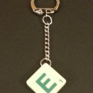 Keyring Scrabble Tile. Green on Cream Tile. Letter E