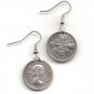 Earrings 6d Sixpence made from original GB QE II Coin 1961