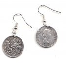 Earrings 6d Sixpence made from original GB QE II Coin 1965