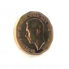 Pin Badge 3d Threepence Threepenny Bit. KG VI Head