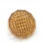 Pin Badge 3d Threepence Threepenny Bit. QE II 1967