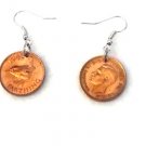 Earrings 1/4d Farthing made from original KG VI Coin 1948