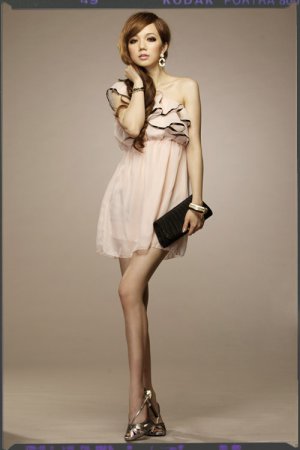 Party/Dance One-Shouder Lotus Chiffon Pink Dress