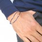 small blue sapphire gemstone gold silver bracelet toggle wrap genuine beads men