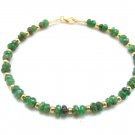 emerald gemstone 14k yellow gold beads bracelet natural genuine gem luxury new