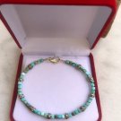 Turquoise beads silver bracelet natural gemstones square cut handmade bangle