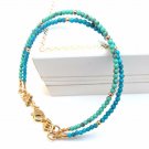 Turquoise beads bead 14k yellow gold rose bracelet round gem slide new emerald