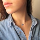 Opal Horseshoe charm Gold filled necklace pendant lucky blue dainty new god gem