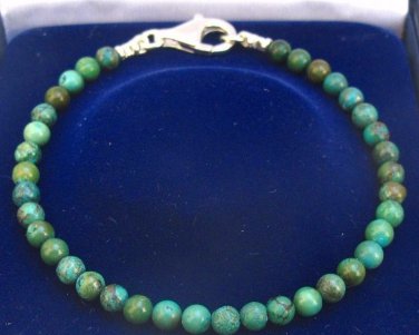 turquoise gemstone beads bead 925 sterling silver bracelet natural blue green