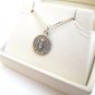 Jesus Christ small round charm pendant sterling silver necklace chain 925 cross