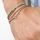 14 k solid red  gold camel leather cord wrap bracelet bangle string men women