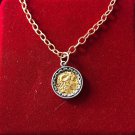 Antique style roman Greek coin gold silver pendant necklace