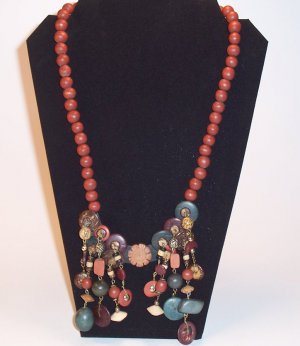 Multicolor Wooden Bead Dangle Necklace
