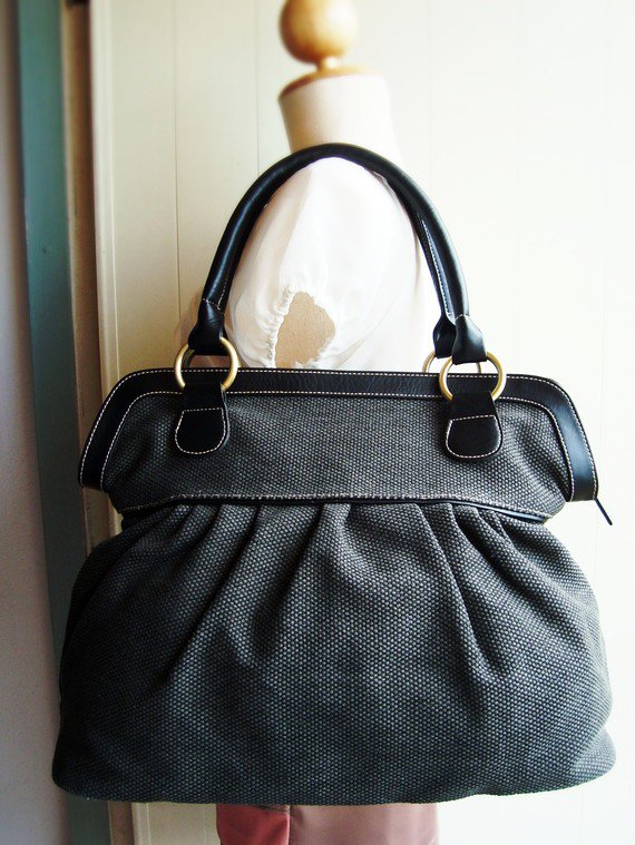 Black Sackcloth Color Handbag