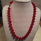 14K Solid Clasp & Big Natural Red Ruby Round Beads Necklace AAA Grade