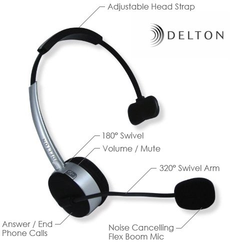 Delton 10x Over The Head Noise Canceling Bluetooth Headset Black 0672