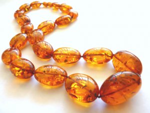 Baltic Amber Cognac Olives Beaded Necklace 18.5 inch