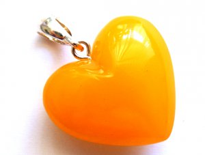 Baltic Amber Antique Butterscotch Heart Pendant in silver