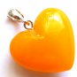 Baltic Amber Antique Butterscotch Heart Pendant in silver