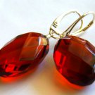 Baltic Amber Cherry Faceted Earrings 925 Silver