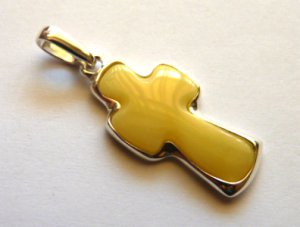 Baltic Amber Butterscotch Cross 925 Silver