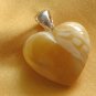 Baltic Amber Heart Pendant Butterscotch White Antique 925 silver