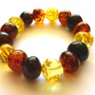 Baltic Amber Ball Bracelet Multicolored Stretch 7.5"