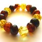 Baltic Amber Ball Bracelet Multicolored Stretch 7.5"