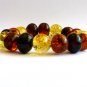 Baltic Amber Ball Bracelet Multicolored Stretch 7.5"