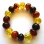 Baltic Amber Ball Bracelet Multicolored Stretch 7.5"